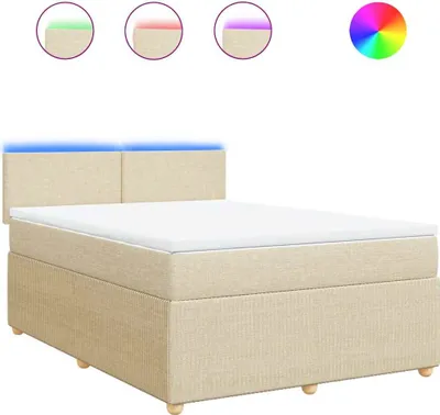 Produktbild von vidaXL Boxspringbett mit Matratze Creme 160x200 cm Stoff
