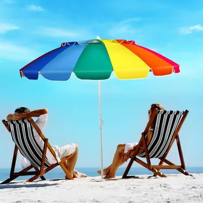 Immagine prodotto di Ombrellone da spiaggia 243 cm Ombrellone da esterno Ombrellone da spiaggia inclinabile in alluminio - Colorato
