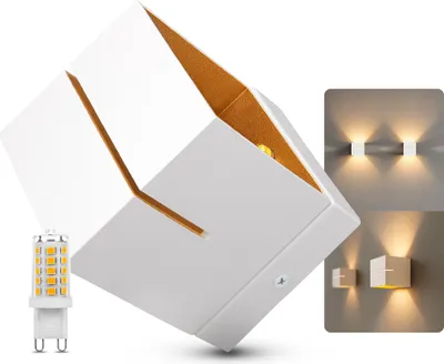 Produktbild von SSC-LUXon Wandlampe KOURA Weiß Gold für Innen - Wandstrahler mit G9 LED warmweiß 3W dimmbar – Up & Down Wandleuchte mit Lichteffekt