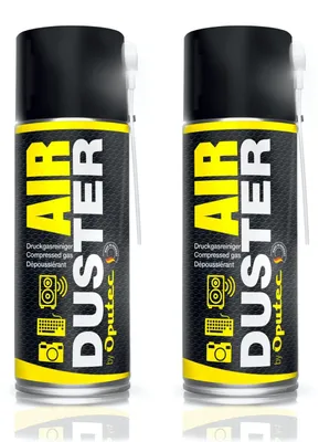 Produktbild von Oputec 2x 400ml Druckluftspray Air Duster Tastatur Reiniger Druckluftreiniger für PC, Laptop, Kamera, Drucker mit Sprührohr