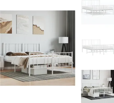 Produktbild von vidaXL Bettgestell mit Kopf- und Fußteil Metall Weiß 140x200 cm -  Betten & Bettgestelle