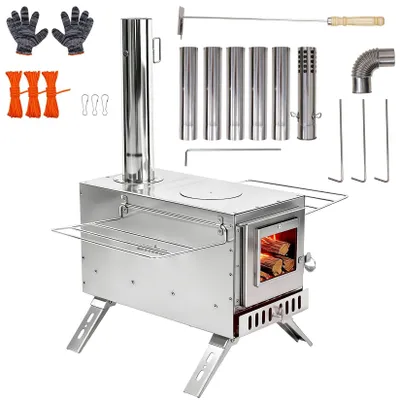 Image de Solidchoice - Poêle à bois pour tente, poêle en acier portable avec conduit de fumée