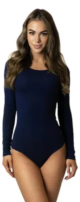 Produktbild von Alkato Damen Langarm Body Baumwolle Bodysuit mit Rundhalsausschnitt, Farbe: Dunkelblau, Größe: M (Long 170-176 cm)