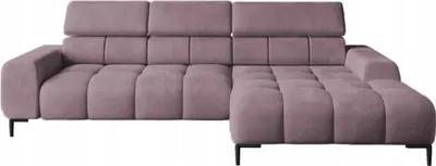 Zdjęcie produktu dla DomoHome Narożnik tapicerowany w kształcie litery L prawy bok | 177x270 cm | Narożnik z funkcją spania Sofa rozkładana Funkcja spania Małe 3 siedziska Regulowane zagłówki Regulowane siedzisko | Pudrowy róż