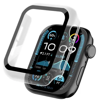 Produktbild von 360 Grad Smartwatch Hülle für Apple Watch Series 4 / 5 / 6 / SE1 / SE2 / SE3 44 mm mit Displayschutz Case Watch Cover Bumper Rundum Schutzhülle Uhr Bildschirmschutz Transparent