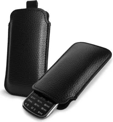 Produktbild von LURESKO SLEEVE XS Leder-Schutzhülle für kleine Handys / Tastenhandys 119 mm x 53 mm (Schwarz)