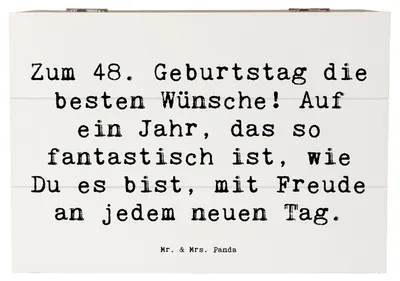 Produktbild von Mr. & Mrs. Panda Geschenkbox Spruch 48. Geburtstag 22 x 15 cm - Weiß - Geschenk, Geburtstagsfeier, Box, Geburtstagsglückwünsche, Erinnerungskiste, Meilenstein, fotobox