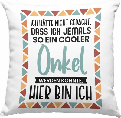 Produktbild von Trendation - Bester Onkel Ever Deko-Kissen mit Füllung 40x40 Geschenk Geburtstag Weihnachten Lustig Geschenkideen von Nichte Lieblingsonkel Hier Bin Ich (Grün)