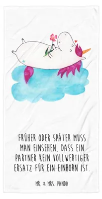 Produktbild von Mr. & Mrs. Panda Strandtuch Einhorn Verliebt - Weiß - Geschenk, Duschtuch, Liebe, Reisehandtuch, Strandlaken, Unicorn, Badehandtuch, Handtuch, Einhörner, Freundin