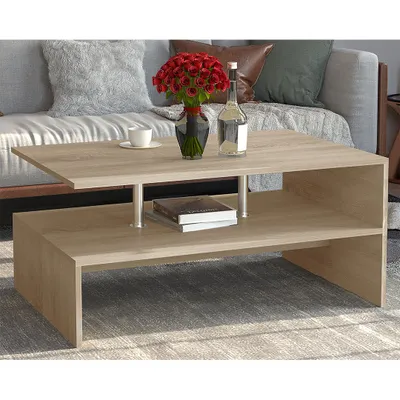 Holz Sofatisch Couchtisch Rollen rollbar Stango XL