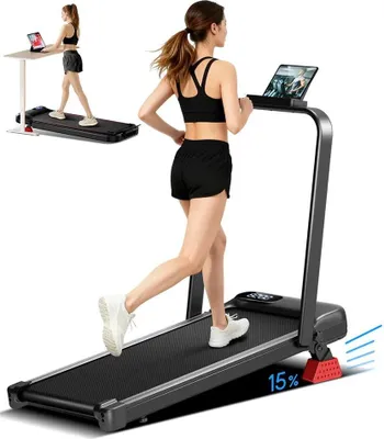 Obrázek produktu pro U18F – skládací běžecký pás – sklon 15 % – maximální rychlost 10,5 km/h – motor 2,5 HP – nosnost 136 kg – černá barva