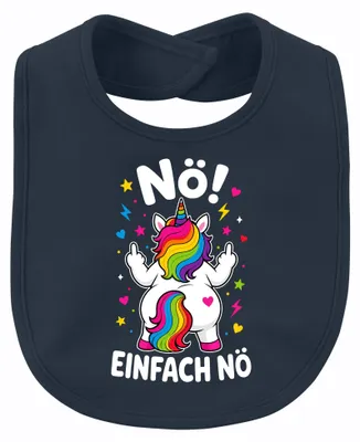 Immagine prodotto di Bavaglino per neonato/bambino, design "Unicorno Arcobaleno", simpatico e divertente, unisex, colore blu navy, taglia unica