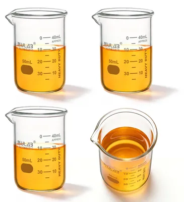Becher aus Borosilikatglas, 4 x 50 ml, mit Skalierung