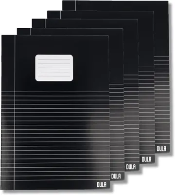 Produktbild von A4 Notizbücher 5er-Pack, Liniert, Schwarz, Für Hausaufgaben und Notizen
