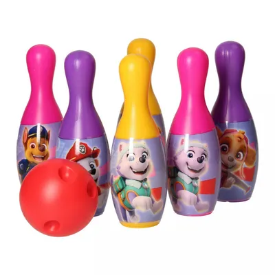 Immagine prodotto di Set da bowling Paw Patrol giocattolo da esterno per bambini 6 birilli e una palla da bowling