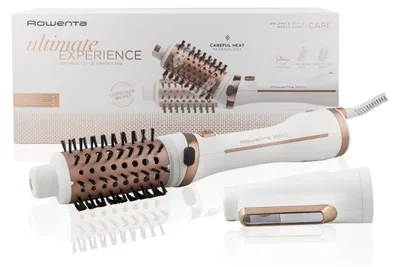 Produktbild von Rowenta Brush Activ Ultimate Care CF9720, Heißluftbürste, Warm, Tasten, Scrollleiste, Trockenes / Nasses Haar, 80 °C, Kupfer, Weiß