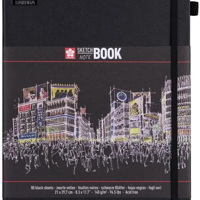 Immagine prodotto di Album per schizzi SAKURA carta nera 140 g/m², 80 fogli - 21 × 30 cm