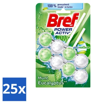 Produktbild von 25 x Bref ProNature Toiletblock - Minze & Eukalyptus - 50 g - Vorteilspackung - 25 Stücke