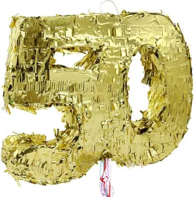 Produktbild von Pinata číslo 50 metalická zlatá 50. narodeniny