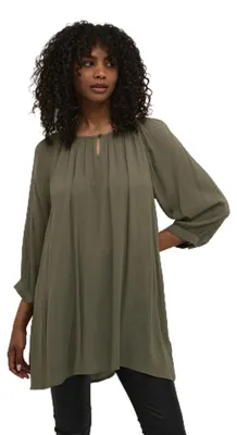Productafbeelding van KAFFE dames tuniek met 3/4 mouwen, lange, zwierige blouse, kleur: rood, maat: 34