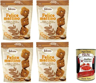 Produktbild von Falcone Rombi con farina integrale mit steingemahlenem Vollkornmehl 4x500ml+ Italian Gourmet polpa 400g