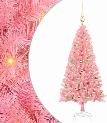Image de vidaXL Arbre de Noël avec 150 LEDs avec support Rose 120 cm PVC