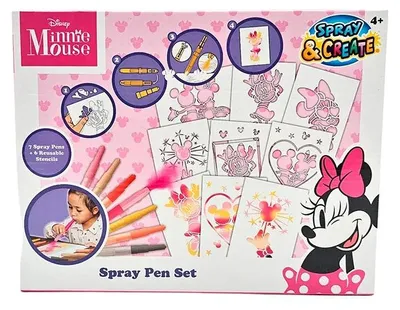 Immagine prodotto di Set di pennarelli spray creativi Canenco Minnie Mouse con stencil, rosa