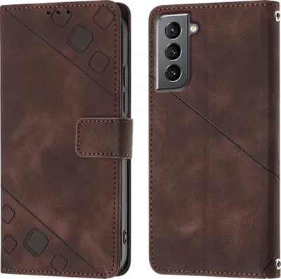 Produktbild von Hülle für Samsung Galaxy S21 5G Prägung Flip Leder Brieftasche Schutzhülle mit Ständer Braun