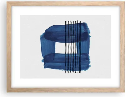 Produktbild von Gerahmtes Poster - Rahmen in heller Eiche - Abstraktion Aquarell Blau - 40x30 cm - Wand Bild - Wanddeko - Wandbilder - Wandposter - Bilderrahmen - Bilder - Kunstdruck - Wandbild - P2NAA40x30-4223
