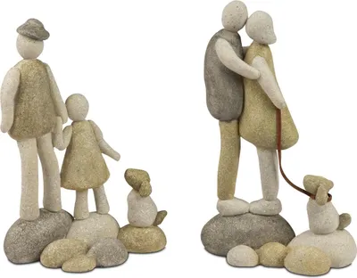 Produktbild von Formano 2er Set Steinmännchen Deko Figuren moderne Polyresin Skulpturen je 16 cm