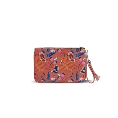 Produktbild von Dellel Rosa Clutch Tasche mit Muster, Kleine Damen Handtasche mit Reißverschluss und Quaste