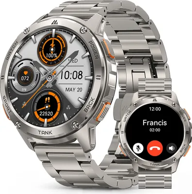 Produktbild von KOSPET TANK T3 Smartwatch Herren 60 Tage Extra Lange Batterie 50M Wasserdicht Zum Schwimmen Robuste Militärische Vollmetall Smartwatch