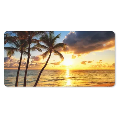 Produktbild von MuchoWow® Schreibtischunterlage Strand - Horizont - Sonnenuntergang - Palme - Meer 80x40 cm - XXL Mauspad - Gaming Mauspad