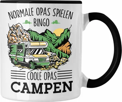 Produktbild von Trendation - Camping-Tasse "Normale Opas Spielen Bingo, Coole Opas Campen" Geschenk Opa-Camper (Schwarz)