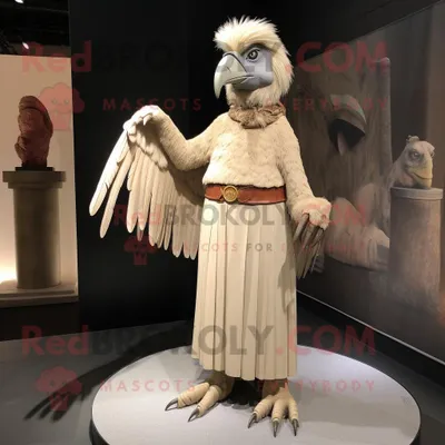 Immagine prodotto di Personaggio del costume della mascotte REDBROKOLY dell arpia beige vestito con un abito a vita impero e gemelli