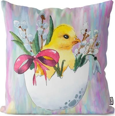 Produktbild von VOID Küken Ostern Palmkätzchen Kissenhülle Polyester Zierkissen Couchkissen Ostern Osterdeko Deko