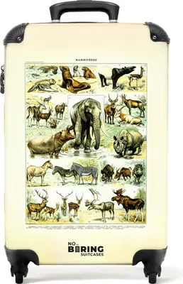 Produktbild von NoBoringSuitcases.com® Koffer Handgepäck Trolley Rollkoffer Kleine Reisekoffer mit 4 Rollen - Illustration - Natur - Tiere - Vintage - Millot - Cabin Size < 55x40x23 cm & 55x40x20 cm - Fotokoffer - Kabinenkoffer - BoardgepäckHandgepäck Koffer 55x35x20 cm, 36L,