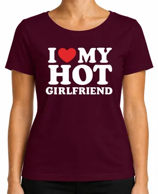 Produktbild von Ich liebe meine heiße Freundin Geschenk Lustig Valentinstag JGA Damen T-Shirt, Burgundy, M