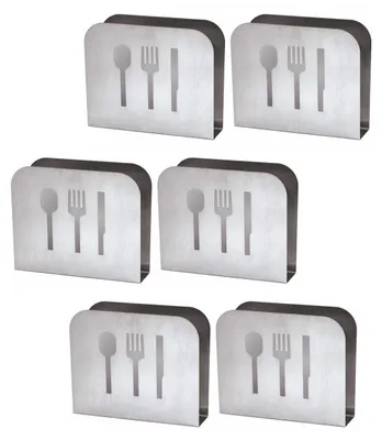 Produktbild von 6er Set - Serviettenhalter aus Edelstahl | Serviettenablage für Tisch, Küche, Bar, Gastronomie | Serviettenständer, langlebig | Serviettenspender Stehend - Serviettenbox für Restaurants & Bistros