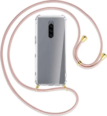 Produktbild von Handykette Backcover-Schutzhülle mit Band (Metall goldfarben) für Sony Xperia 1 - roségold