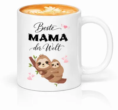 Productafbeelding van Koffiemok met luiaardmotief voor mama, keramiek, 11oz