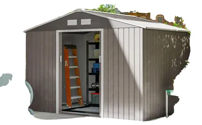 Produktbild von Gartenhaus, Metallkonstruktion, Satteldachdesign, Braun