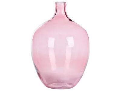 Image de BELIANI Vase en verre rose 39 cm, fait main, objet de décoration d'intérieur au design moderne