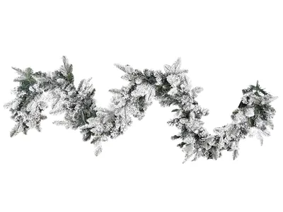 Produktbild von BELIANI Weihnachtsgirlande Weiß Kunststoff 270 cm mit LED Beleuchtung Schnee batteriebetrieben Weihnachtsdeko für Kamin Treppe Geländer Fenster Innen