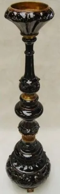 Obrázok produktu pre Casa Padrino Secesný svietnik čierny / mosadzný V. 93 cm - Porcelánový svietnik - Barokové a secesné doplnky Deco