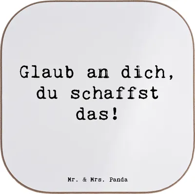 Produktbild von Mr. & Mrs. Panda Untersetzer für Gläser Spruch Schulanfang Glaube - Weiß - Geschenk, Mut, Glas, Ermutigung, Vertrauem, bieruntersetzer, Tischschoner, Zuversicht, Trost