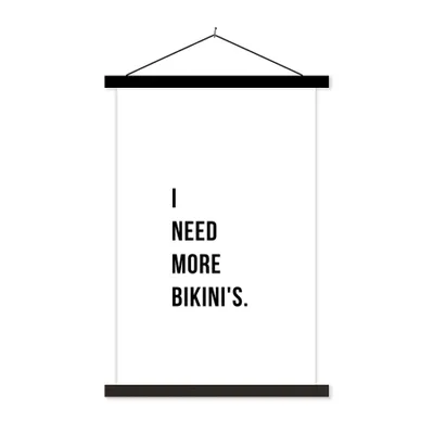 Produktbild von MuchoWow® Textilposter Ich brauche mehr Bikinis - Zitat - Weiß 40x60 cm mit schwarzem Rahmen - Wanddekorationen