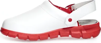 Produktbild von Abeba (37313) Clog ESD-Berufsschuhe Dynamic OB mit Aufdruck weiß/rot 39
