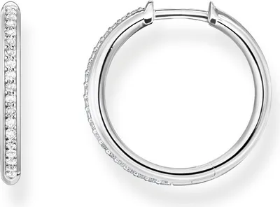 Image de Thomas Sabo CR673-051-14 Créoles en argent Boucles d'oreilles Pavé de pierres blanches
