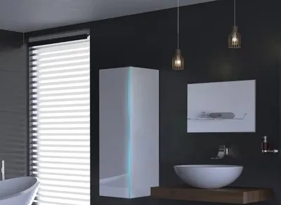 Produktbild von Furnitech ALIUS 11 I Badezimmer Bademöbel Badeschränke Spiegel Set (LED RGB (16 Farben), Weiß)